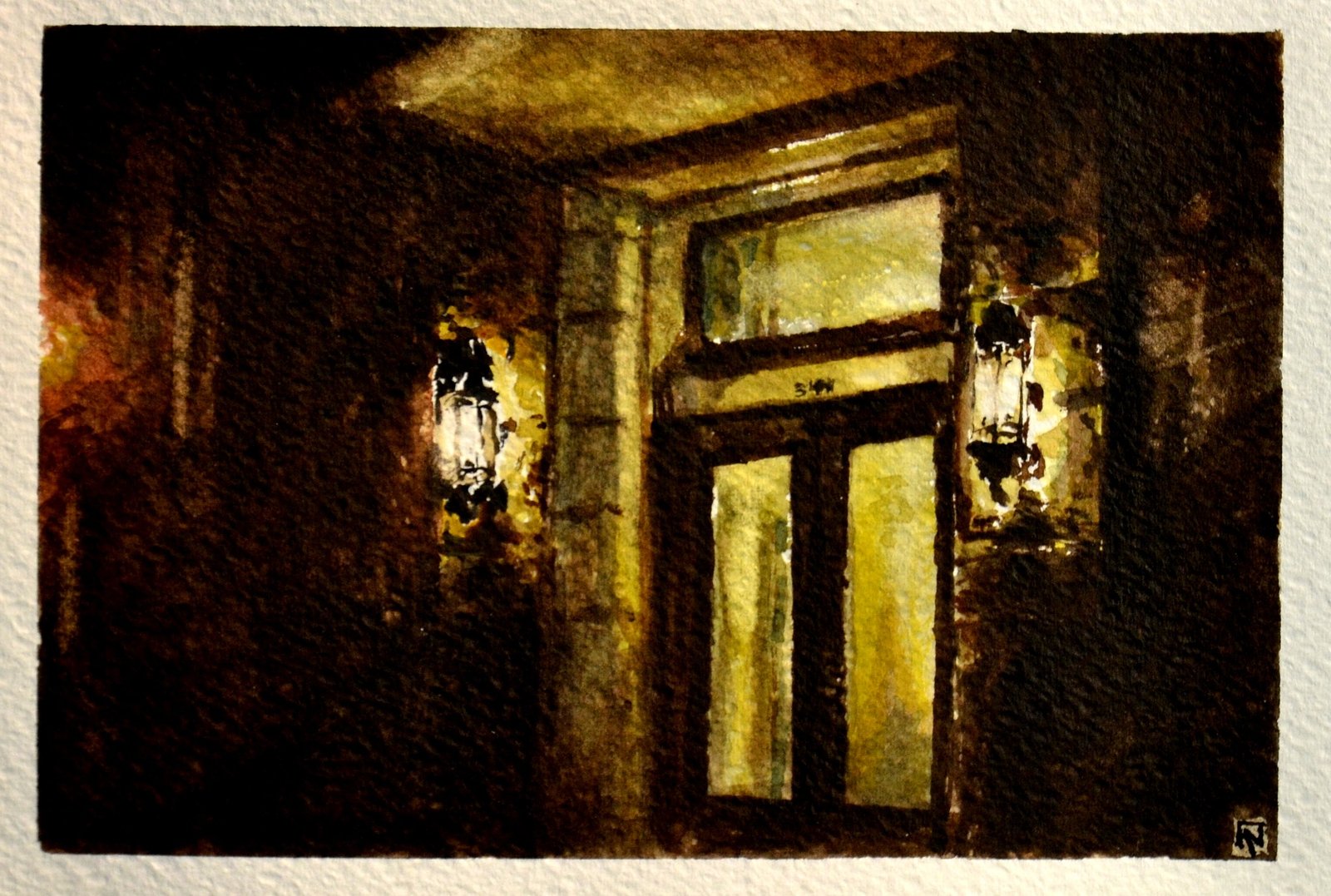 Scène nocturne avec porte